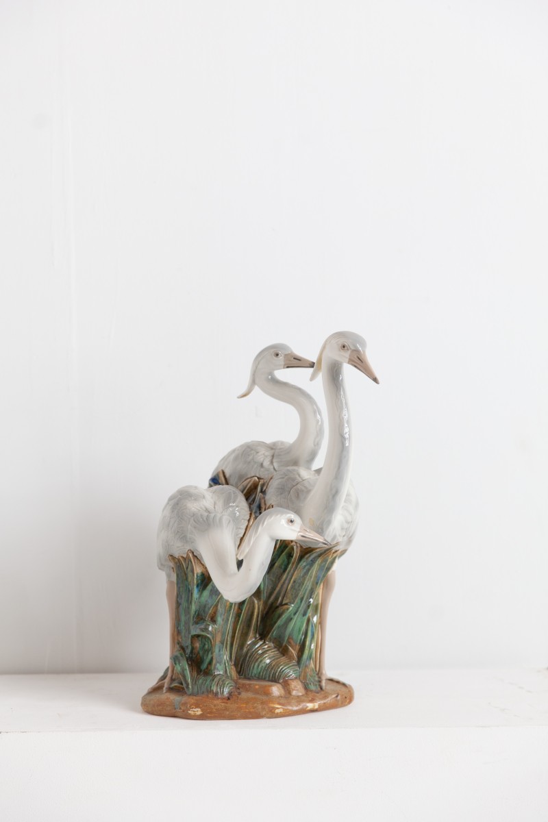 3 crane porcelaine sculpture