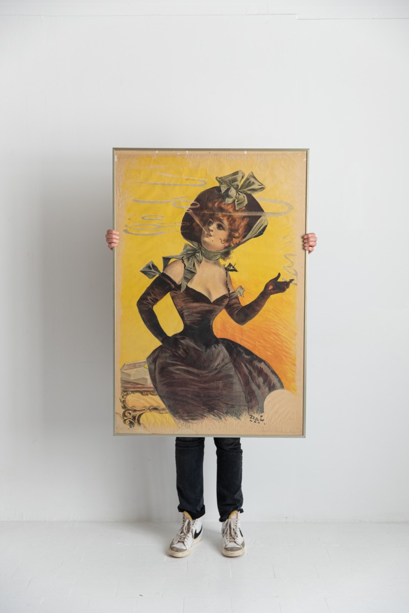 French poster woman smoking end of the 19th century